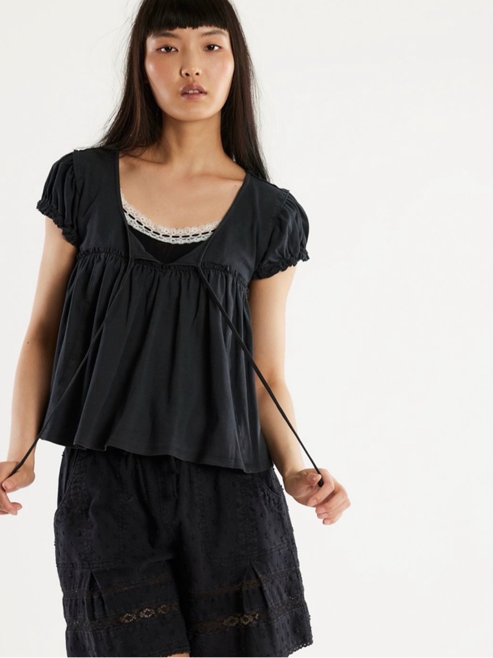 We The Free Lili Tee Black Medium NWT Free People